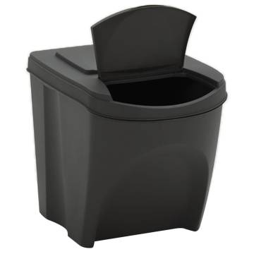 Stackable Garbage Bin Boxes - 75L Polypropylene - 3 pcs Grey