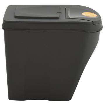 Stackable Garbage Bin Boxes - 75L Polypropylene - 3 pcs Grey