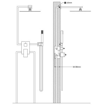 Stylish Black Shower System Stainless Steel 201 - Hipomarket