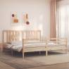 Bed Frame with Headboard 200x200 cm Solid Wood Colour natural Size 200 x 200 cm 