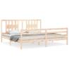 Solid Wood Bed Frame with Headboard - 200x200 cm | Hipo Market