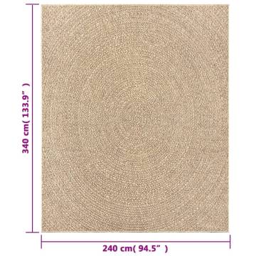 Rug ZIZUR 240x340 cm - Jute Look for Indoor & Outdoor Use