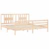 Solid Wood Bed Frame with Headboard - 200x200 cm | Hipo Market