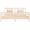 Solid Wood Bed Frame with Headboard - 200x200 cm | Hipo Market