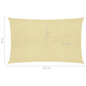 Beige Sunshade Sail 2x4.5 m - UV & Mould Resistant HDPE