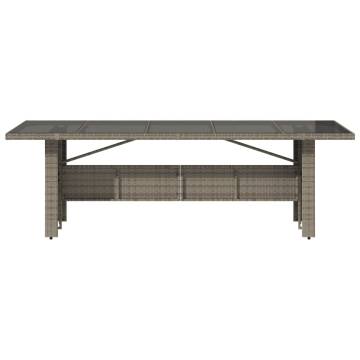 Garden Table with Glass Top - Grey Poly Rattan 240x90 cm