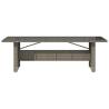 Garden Table with Glass Top - Grey Poly Rattan 240x90 cm