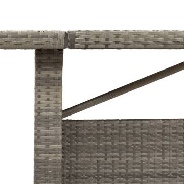 Garden Table with Glass Top - Grey Poly Rattan 240x90 cm