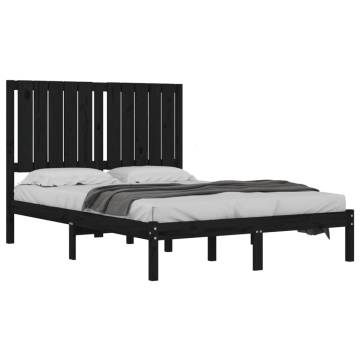 Black Solid Wood Pine Bed Frame 120x200 cm | HipoMarket