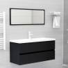 Modern Sink Cabinet with Built-in Basin - Black Engineered Wood