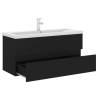 Modern Sink Cabinet with Built-in Basin - Black Engineered Wood