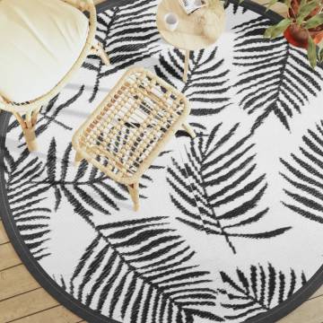 Stylish Outdoor Carpet White and Black Ø200 cm PP - Hipomarket