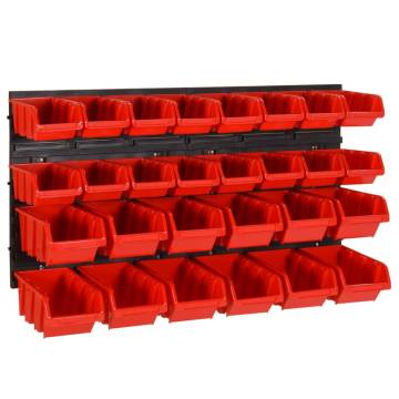 30 Piece Workshop Shelf Set - Red & Black 77x39cm Polypropylene