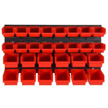 30 Piece Workshop Shelf Set - Red & Black 77x39cm Polypropylene