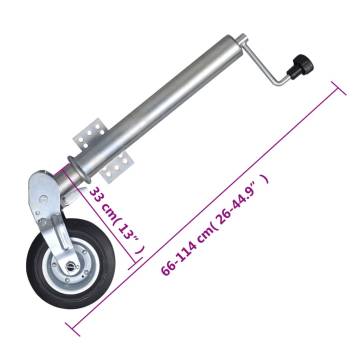 Trailer Jack Wheel 60mm with 2 Support Tubes & Clamps | HipoMarket