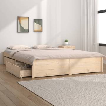 Stylish Bed Frame with Drawers - 120x190 cm Small Double