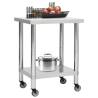 Stainless Steel Kitchen Work Table with Wheels - 80x30x85 cm