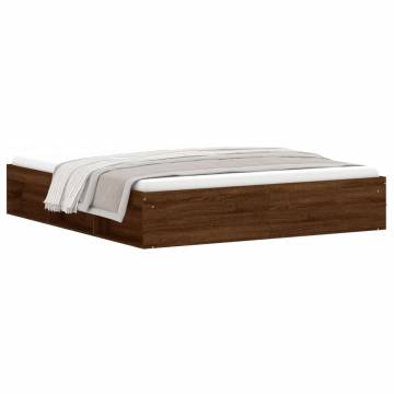 Brown Oak Super King Size Bed Frame 180x200 cm - Hipomarket