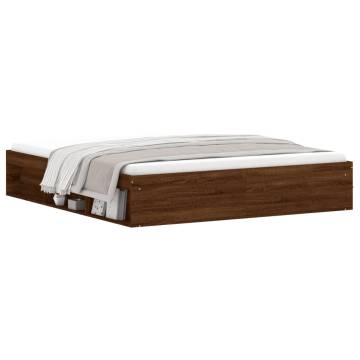 Brown Oak Super King Size Bed Frame 180x200 cm - Hipomarket