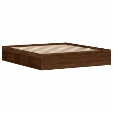 Brown Oak Super King Size Bed Frame 180x200 cm - Hipomarket