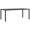 Stylish Garden Table with Glass Top - Black Poly Rattan