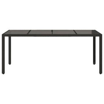 Stylish Garden Table with Glass Top - Black Poly Rattan