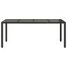 Stylish Garden Table with Glass Top - Black Poly Rattan