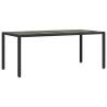 Stylish Garden Table with Glass Top - Black Poly Rattan