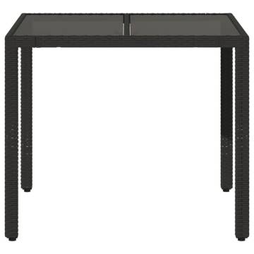 Stylish Garden Table with Glass Top - 90x90 cm Black