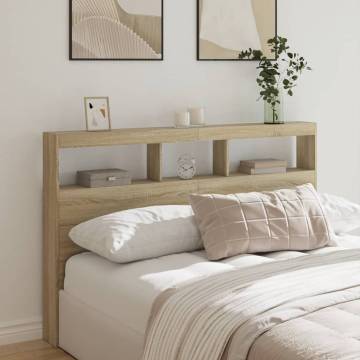 Headboard Cabinet with LED - Sonoma Oak | Hipomarket