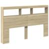 Headboard Cabinet with LED - Sonoma Oak | Hipomarket