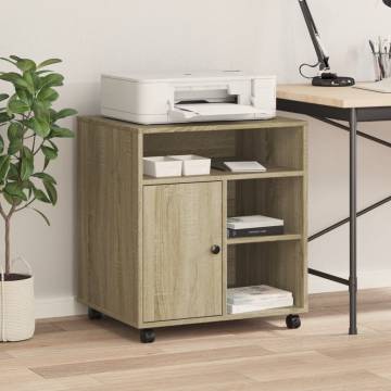 Printer Stand with Wheels - Sonoma Oak | Hipomarket UK