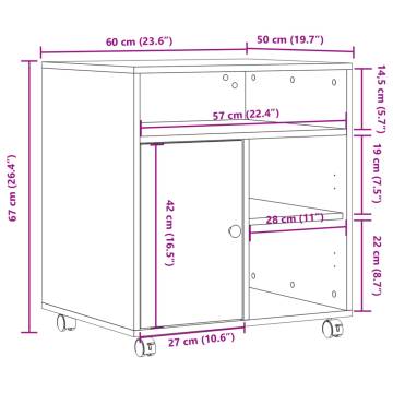 Printer Stand with Wheels - Sonoma Oak | Hipomarket UK