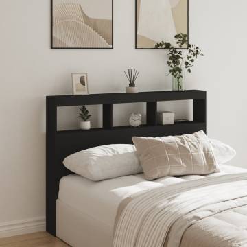 Stylish LED Headboard Cabinet - Black | HipoMarket UK