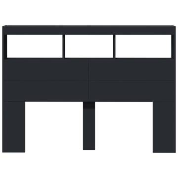 Stylish LED Headboard Cabinet - Black | HipoMarket UK