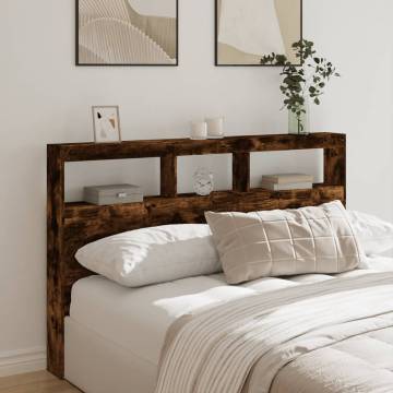 LED Headboard Cabinet in Smoked Oak - Modern Bedroom Solution