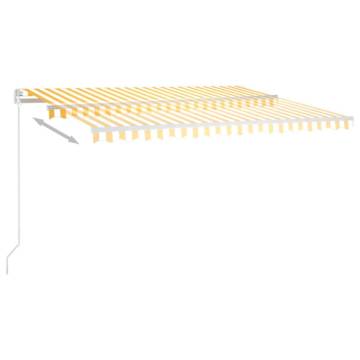 Yellow & White Manual Retractable Awning with LED - 450x350 cm