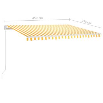 Yellow & White Manual Retractable Awning with LED - 450x350 cm