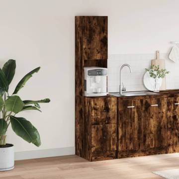 Kitchen Cabinet Smoked Oak | 35x50x180 cm Engineered Wood