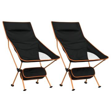 Foldable Camping Chairs 2 pcs - Black Oxford Fabric & Aluminium