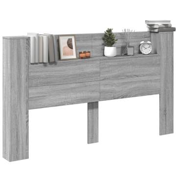 Headboard Cabinet with LED - Grey Sonoma | 180x16.5x103.5 cm