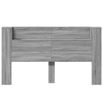 Headboard Cabinet with LED - Grey Sonoma | 180x16.5x103.5 cm