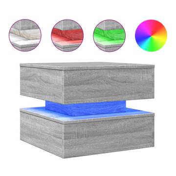 Modern Coffee Table with LED Lights - Grey Sonoma 50x50 cm