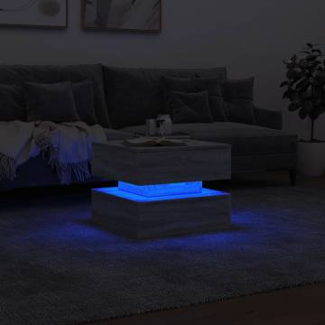 Modern Coffee Table with LED Lights - Grey Sonoma 50x50 cm