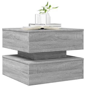 Modern Coffee Table with LED Lights - Grey Sonoma 50x50 cm