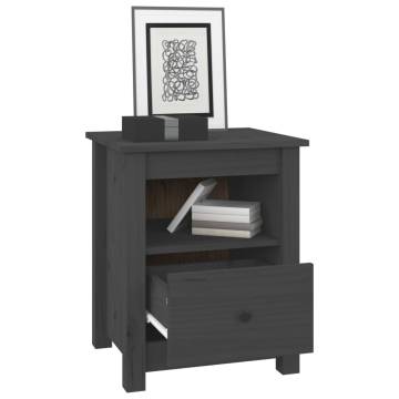 Stylish Grey Bedside Cabinet | Solid Pine Wood - 40x35x49 cm