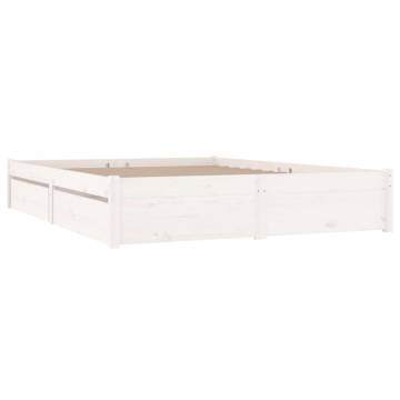 Stylish White Bed Frame with Drawers 140x200 cm | HipoMarket