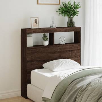 Headboard Cabinet with LED - Brown Oak - 100x17x102 cm