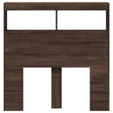 Headboard Cabinet with LED - Brown Oak - 100x17x102 cm