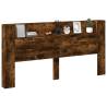 Stylish LED Headboard Cabinet in Smoked Oak - 200x16.5x103.5 cm